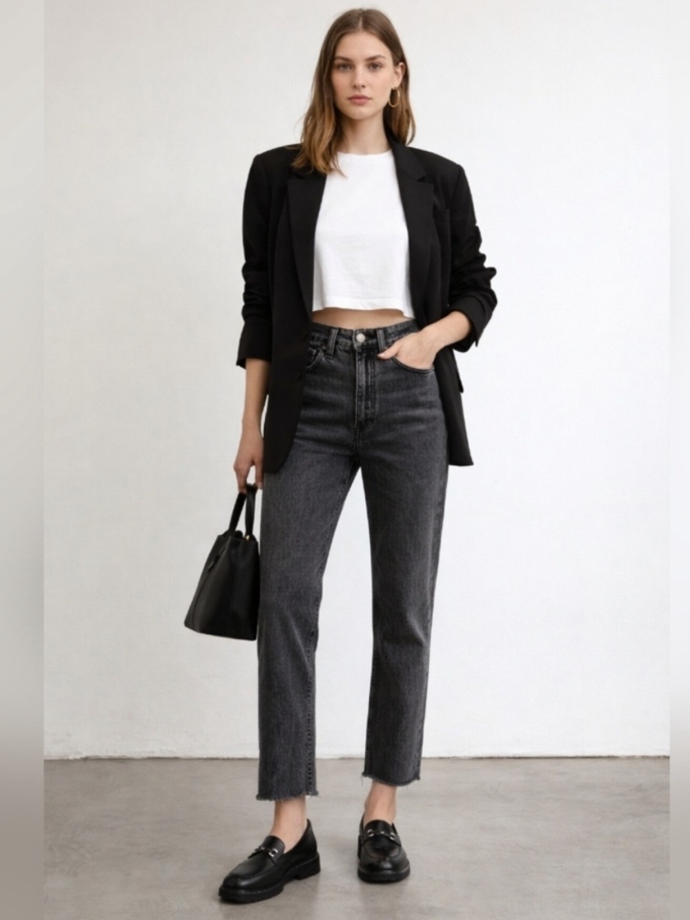 Rag & Bone Super High-Rise Straight Black Jeans Size US 32